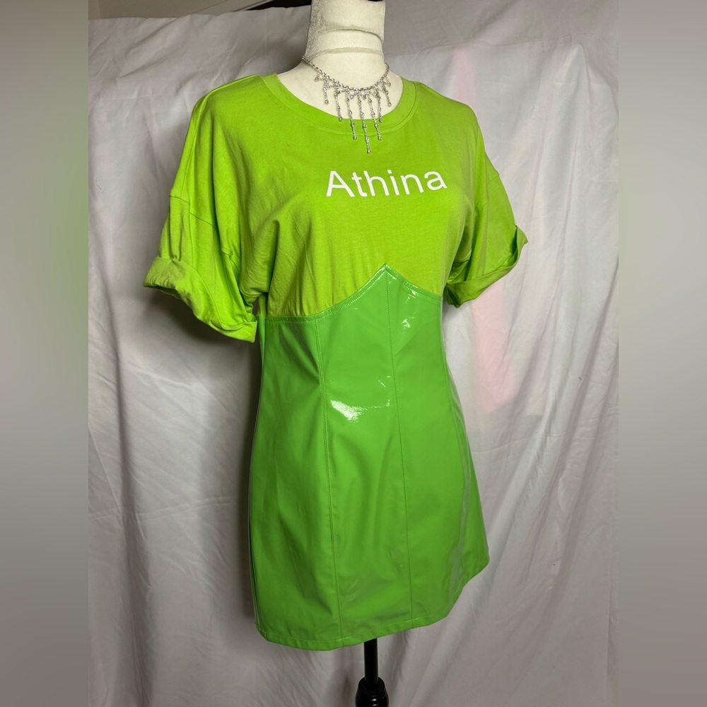 Patent Dress Lime Green